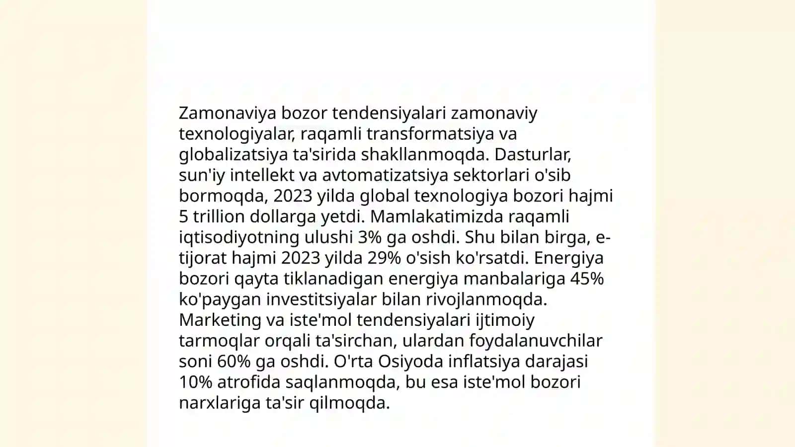 ZAMONAVIY JAXON BOZORI. JAXON BOZORINING KON’YUNKTURASI 4