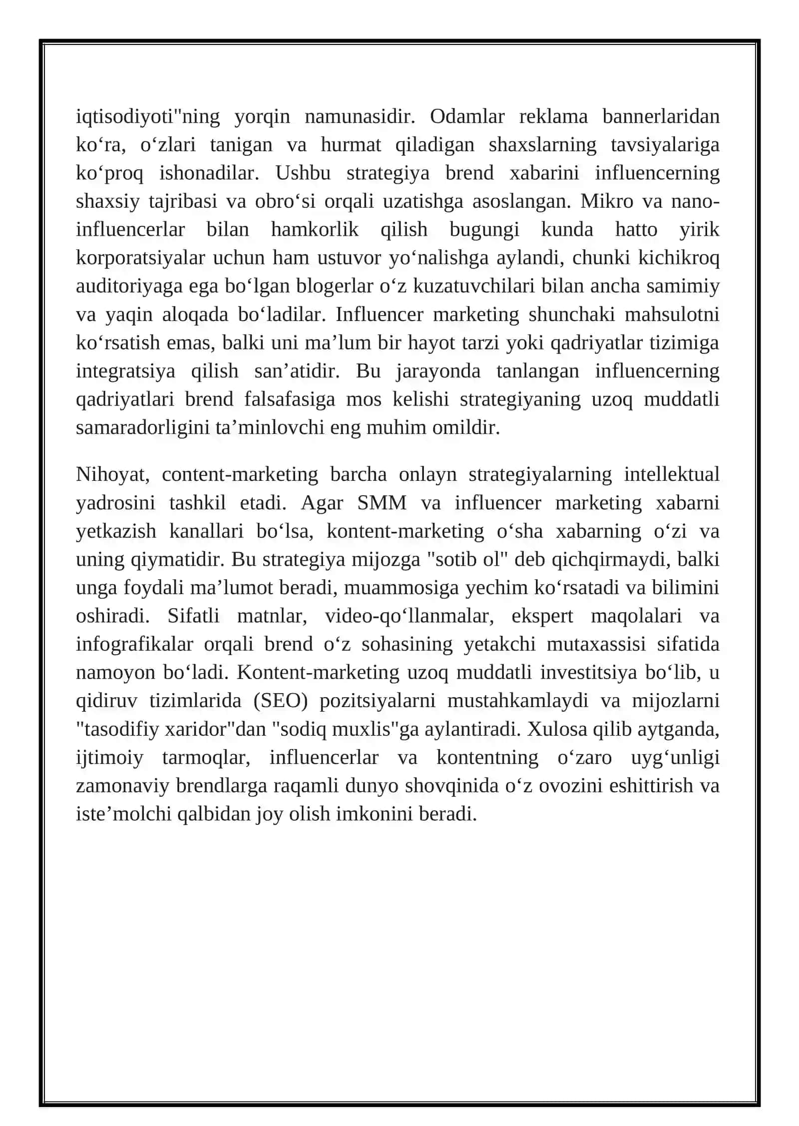 Onlayn marketing strategiyalari: ijtimoiy tarmoqlar, influencer marketing va content-marketing 4