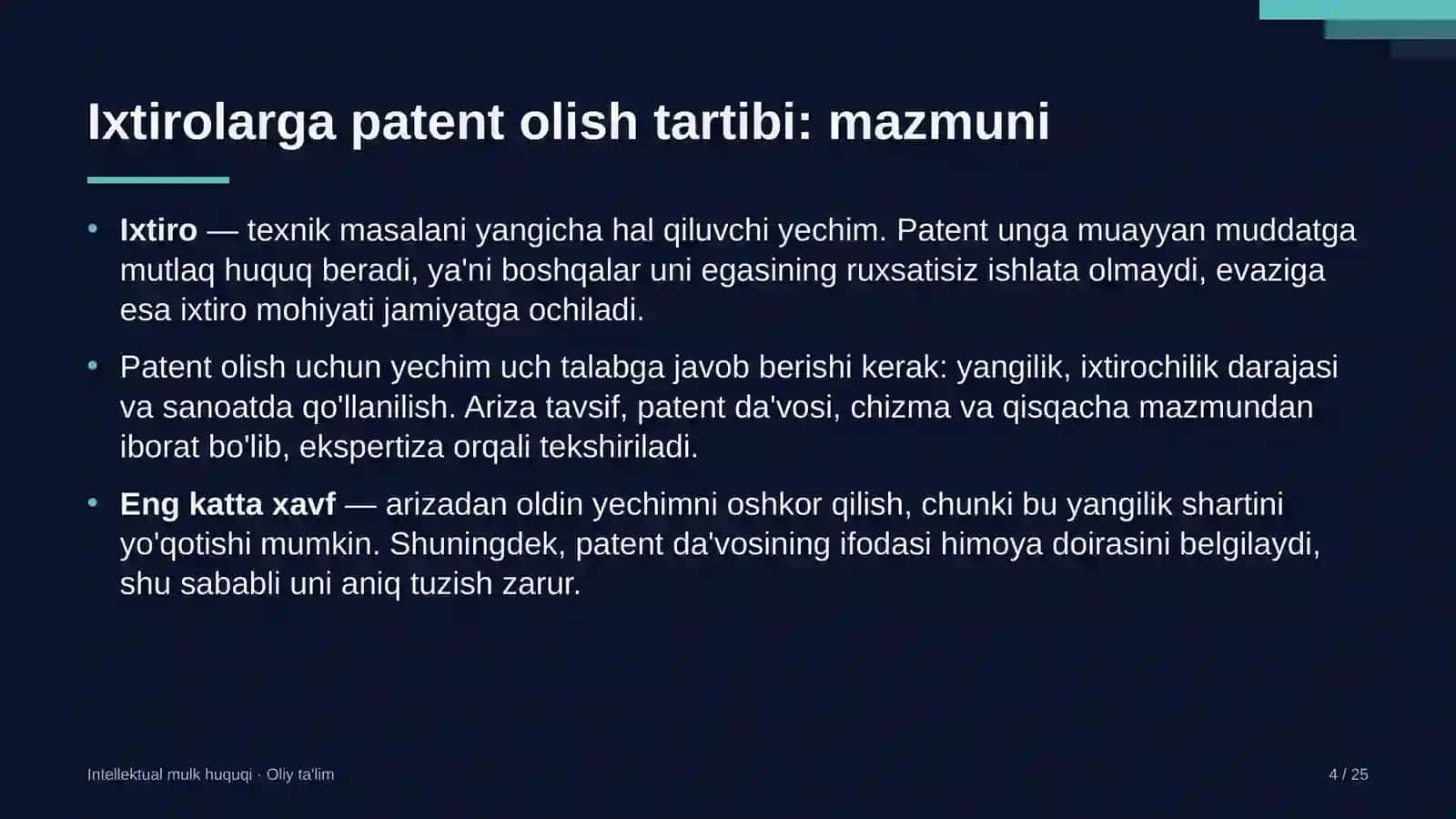 shisha sanoatida ixtirolarga patent olish tartibi 3689 4