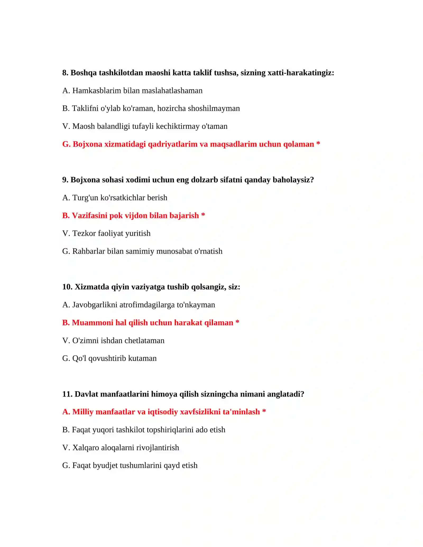 Bojxona mantiqiy savol javob PDF 4