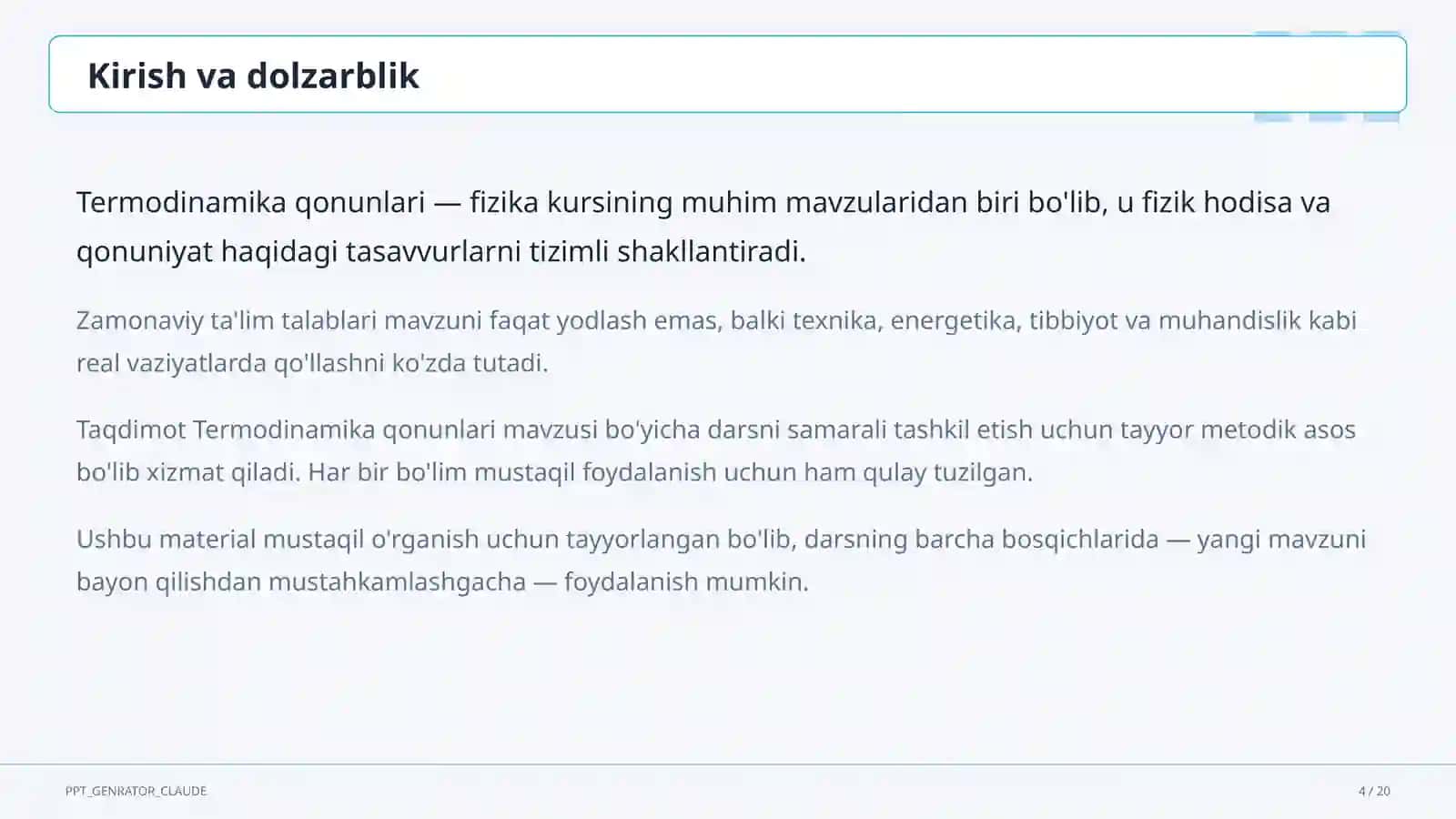 Termodinamika qonunlari (10-sinf) 4