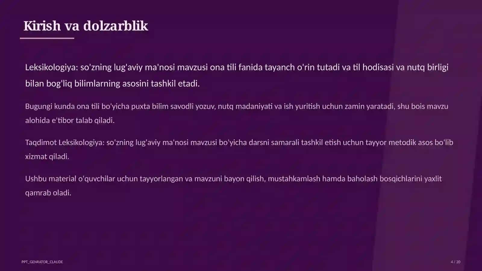 Leksikologiya: so'zning lug'aviy ma'nosi (5-sinf) 4