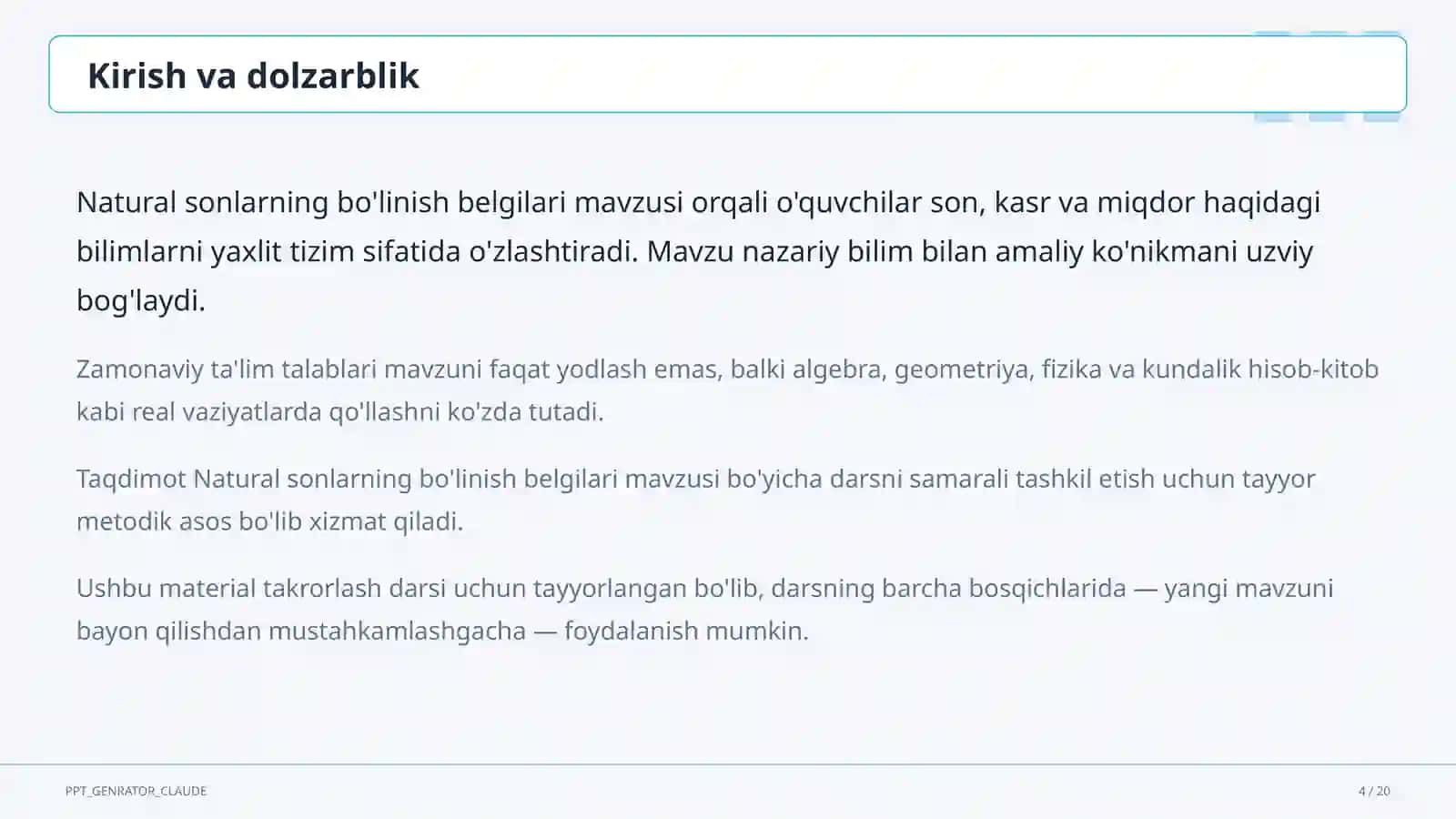 Natural sonlarning bo'linish belgilari (5-sinf) 4