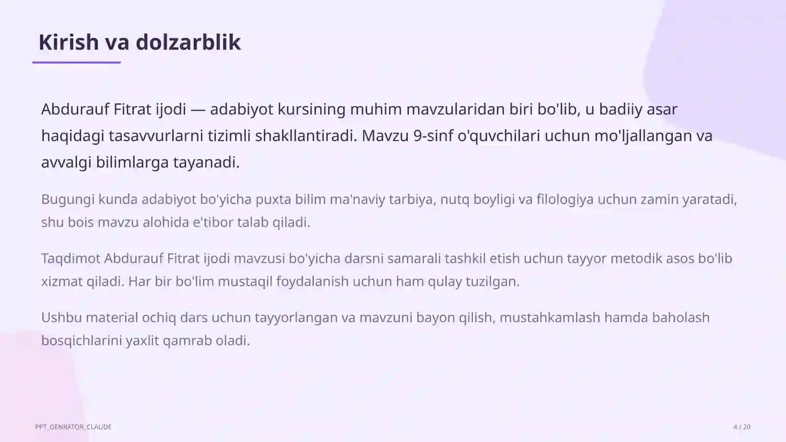 Abdurauf Fitrat ijodi (9-sinf) 4