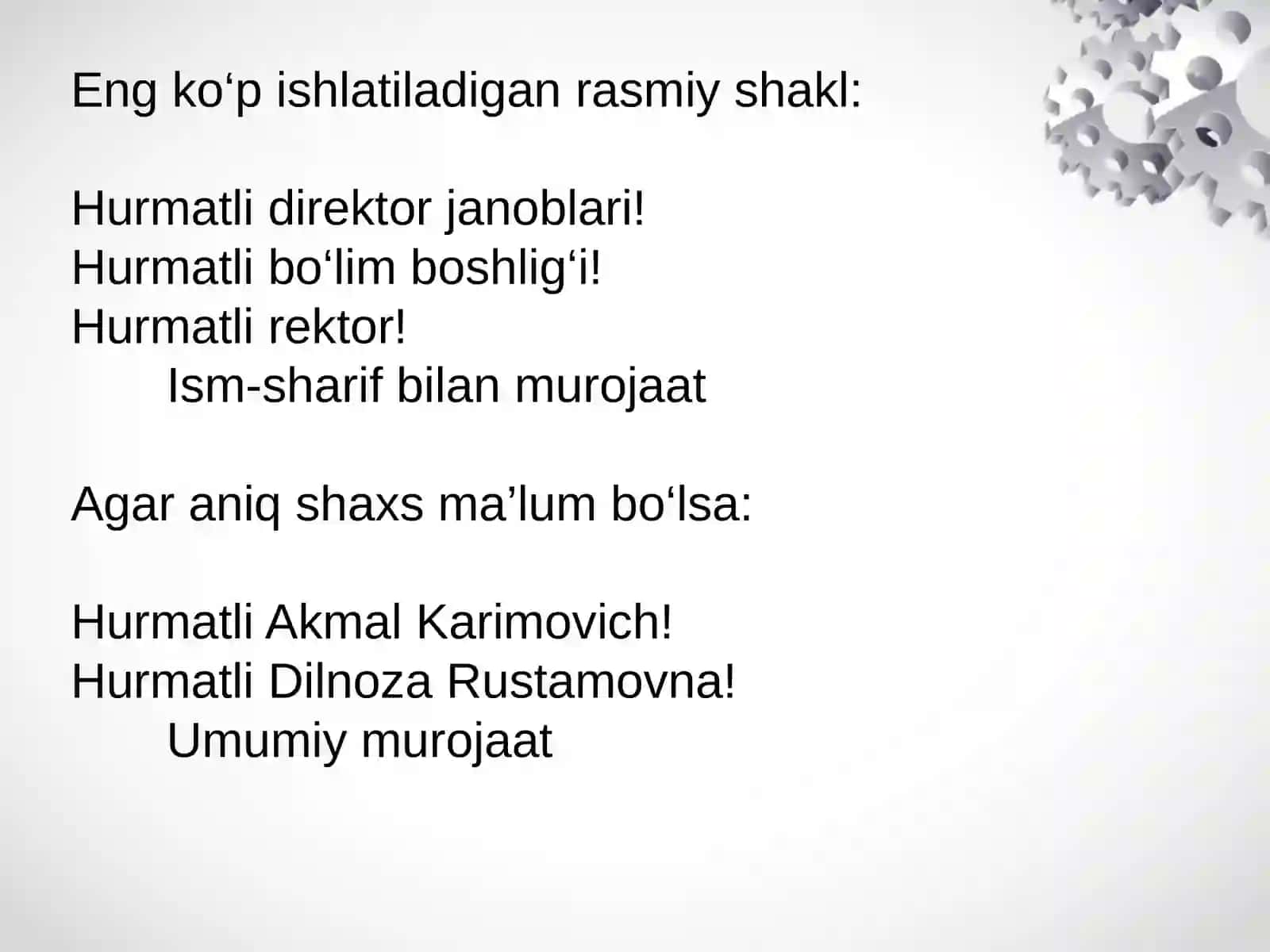 Xizmat xatlarida murojaatlar va yakun formulalari . 4