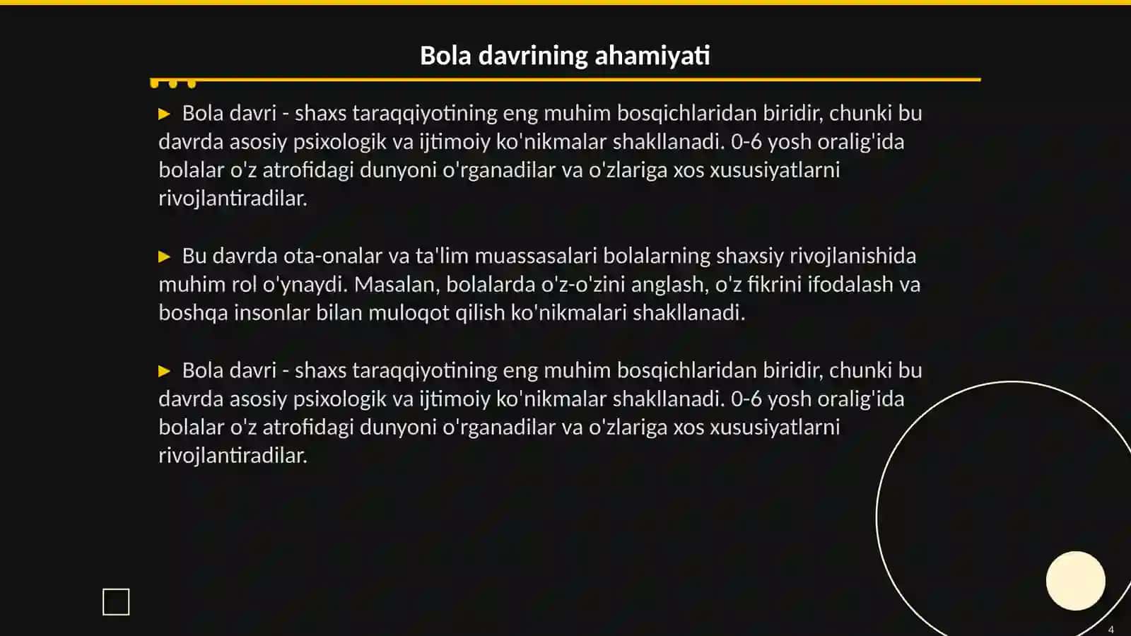 Shaxs taraqqiyotini davrlarga boʻlish 4