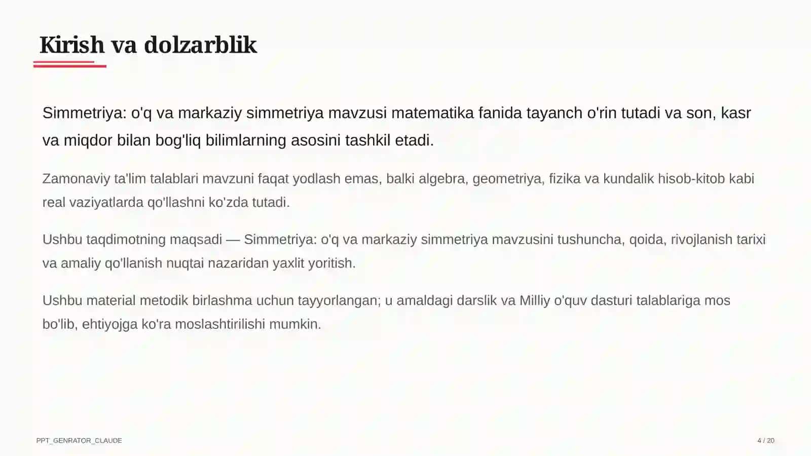 Simmetriya: o'q va markaziy simmetriya (6-sinf) 4