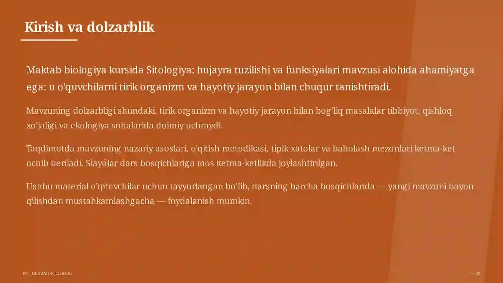 Sitologiya: hujayra tuzilishi va funksiyalari (9-sinf) 4
