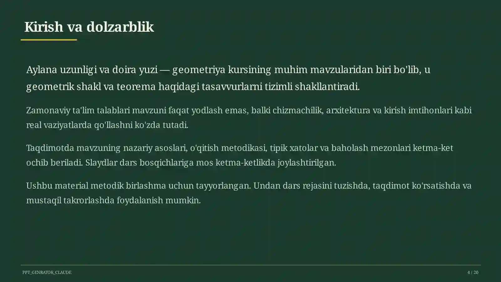 Geometriya (7–11) — metodik birlashma uchun 4