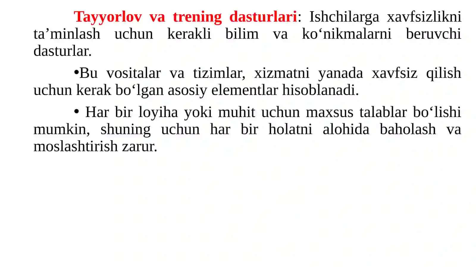 Xavfsizlikni ta’minlash uchun ko‘rilishi mumkin bo‘lgan texnik vositalar va tizimlar 4
