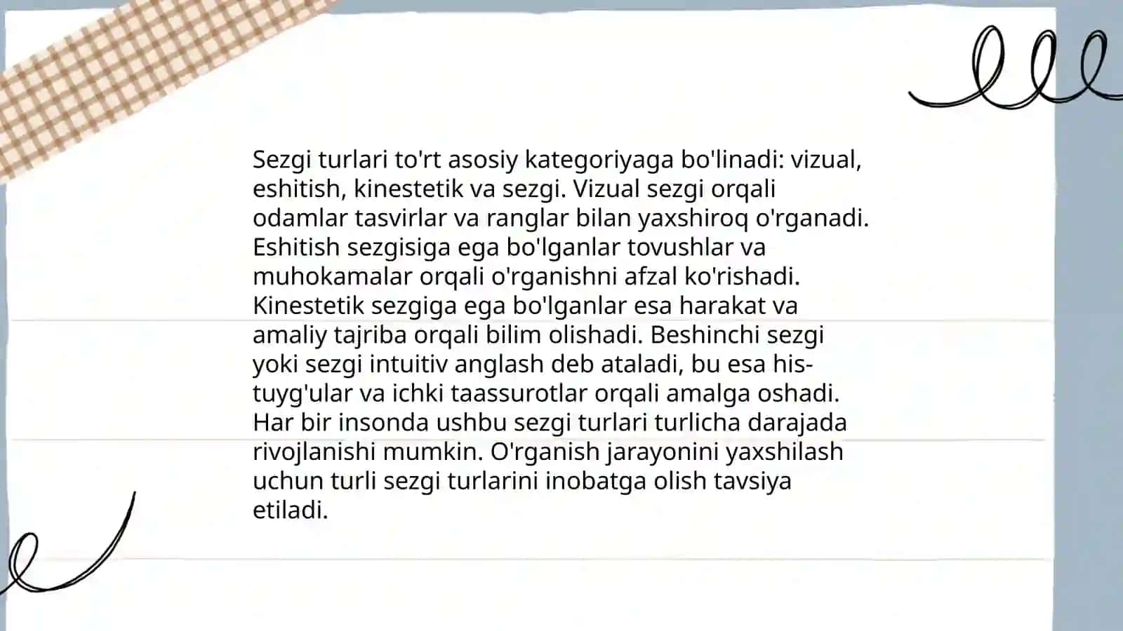 Sezilarning klassifikatsiyasi va sezgilarning o‘zgaruvchan shakllari 4