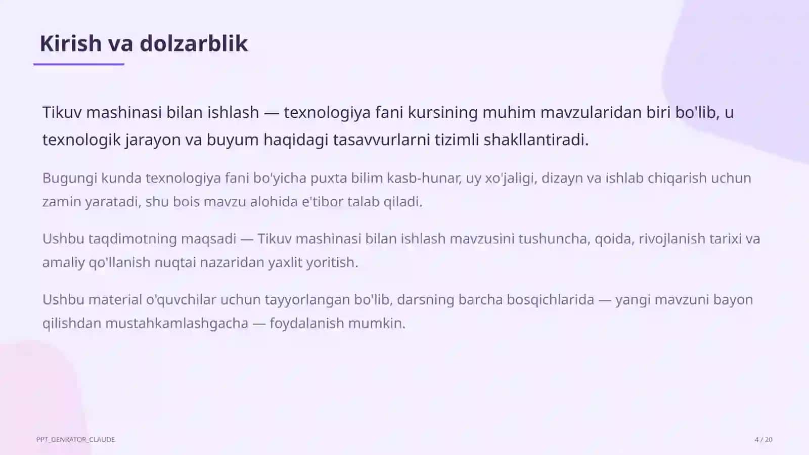 Tikuv mashinasi bilan ishlash (6-sinf) 4