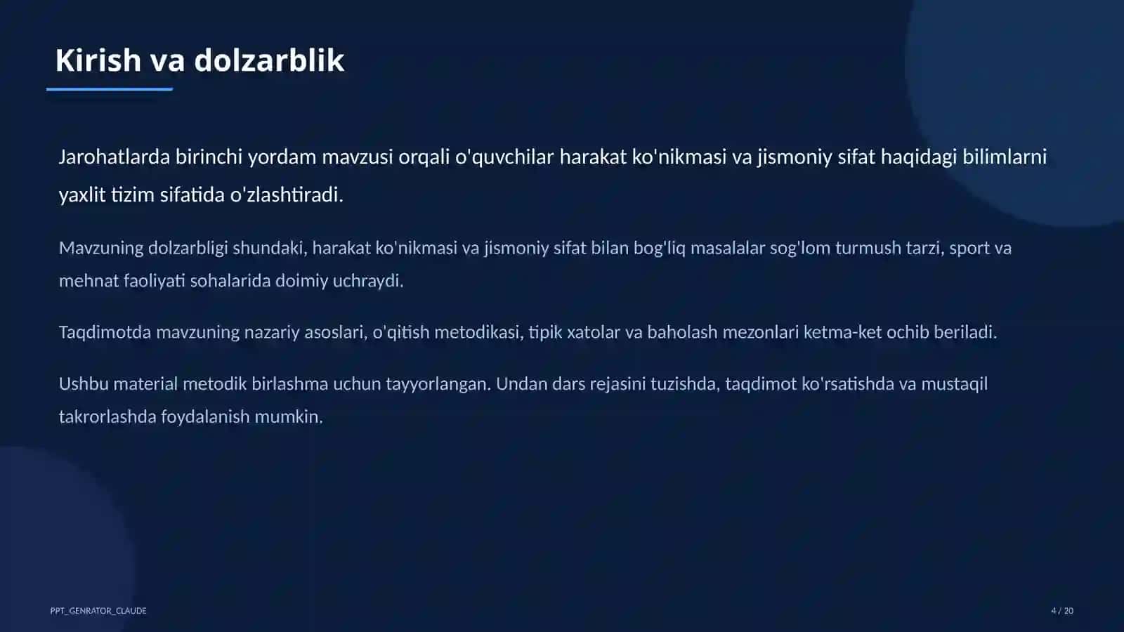 Jarohatlarda birinchi yordam (9-sinf) 4
