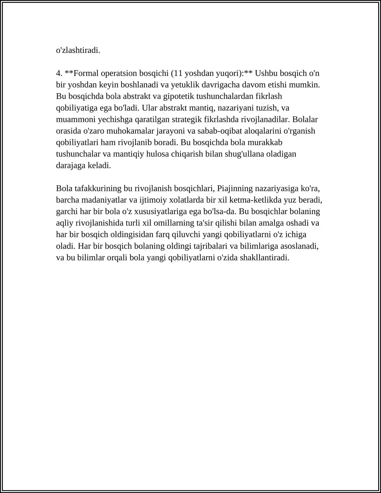BOLALAR TAFAKKURI VA UNING INDIVIDUAL XUSUSIYATLARI VA TAFAKKUR TURINI BAHOLASH UCHUN METODIKALAR 4