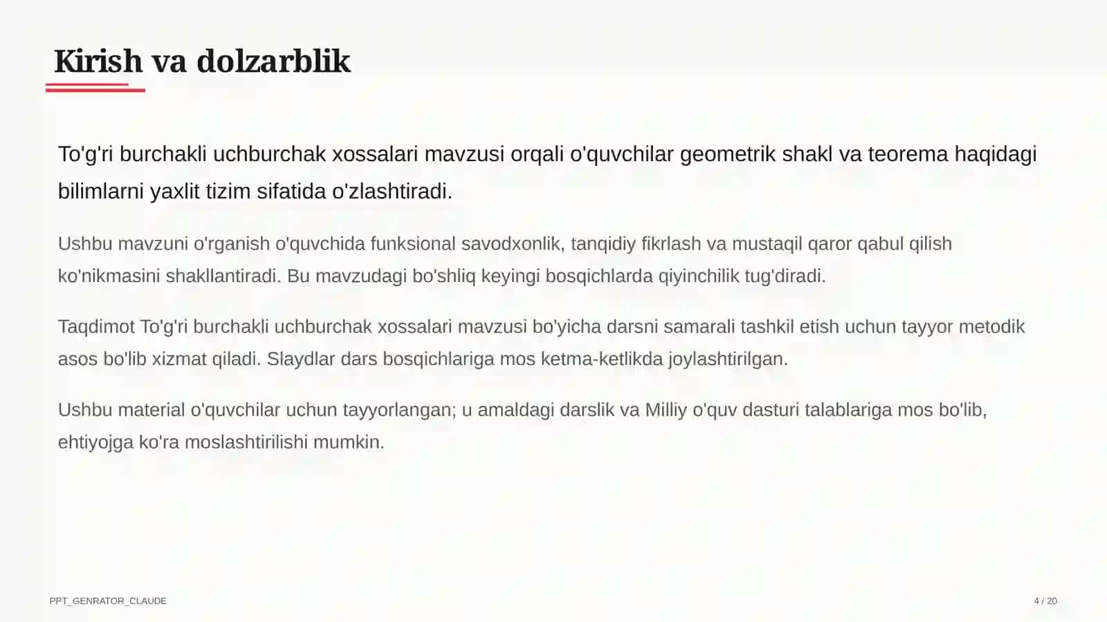 To'g'ri burchakli uchburchak xossalari (7-sinf) 4