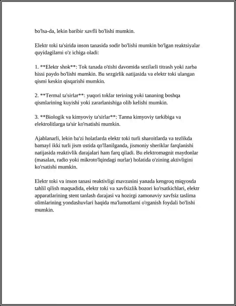Elektr toki va inson tanasi reaktivligi 4