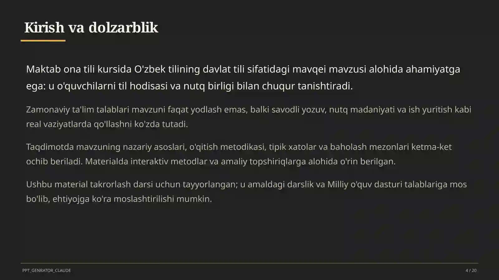 O'zbek tilining davlat tili sifatidagi mavqei (11-sinf) 4