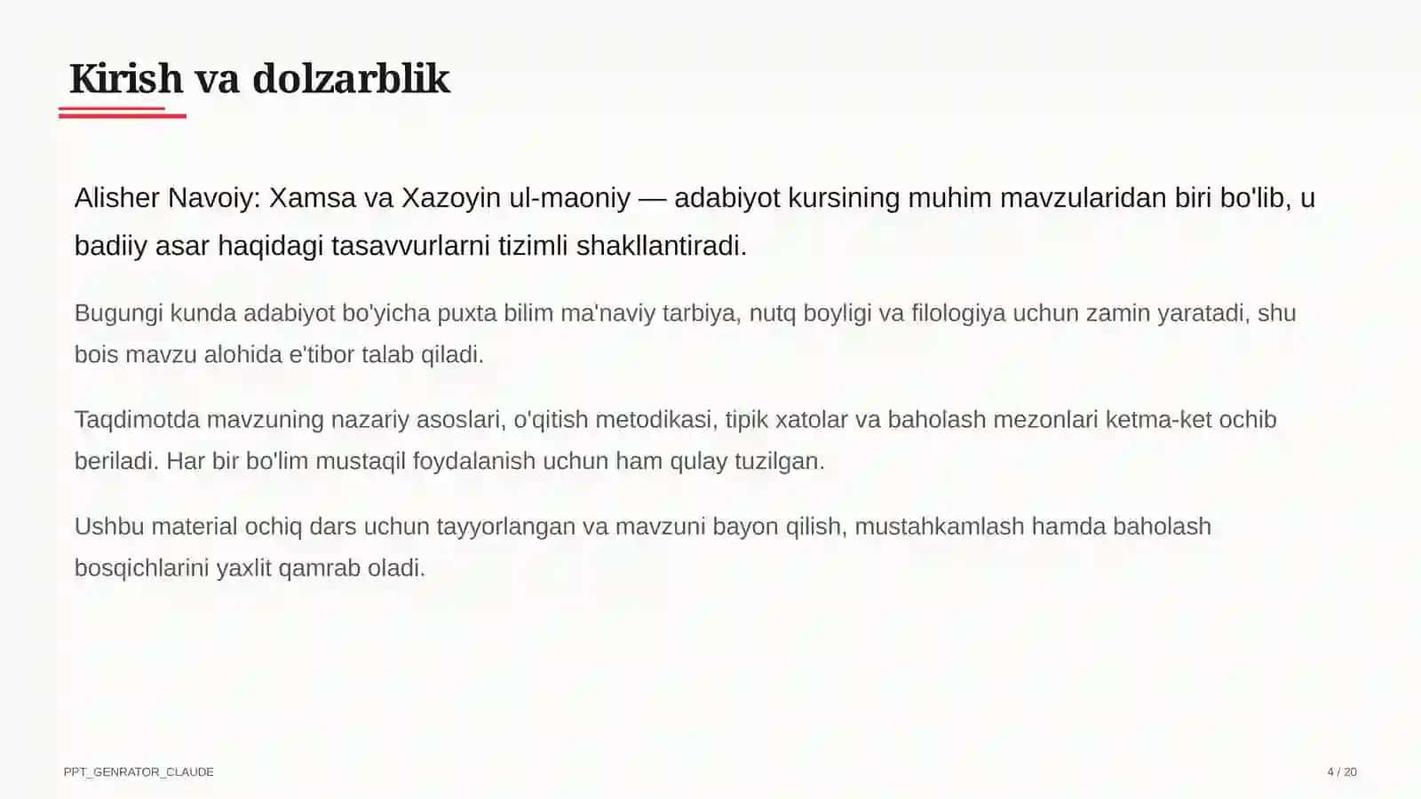 Alisher Navoiy: Xamsa va Xazoyin ul-maoniy (9-sinf) 4