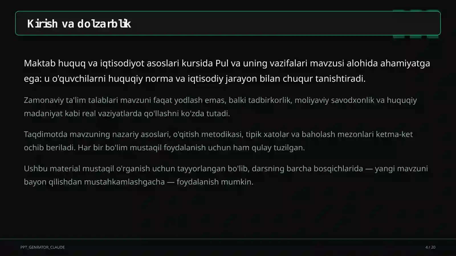 Pul va uning vazifalari (9-sinf) 4