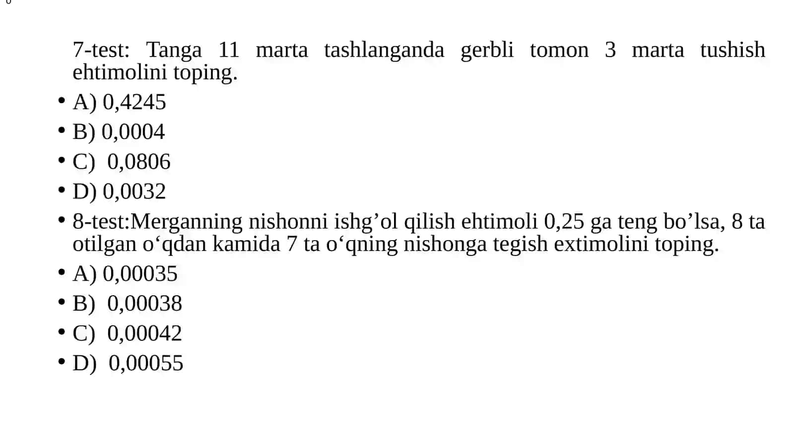Testlar 4