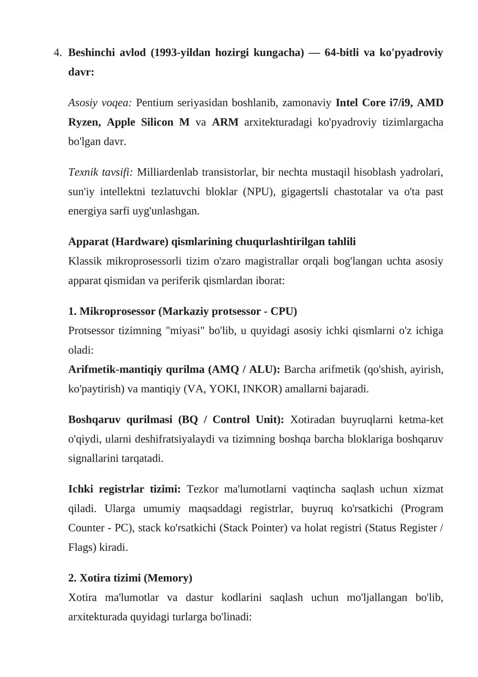 pdf. Mikroprosessorli tizimlarning sinflanishi 4