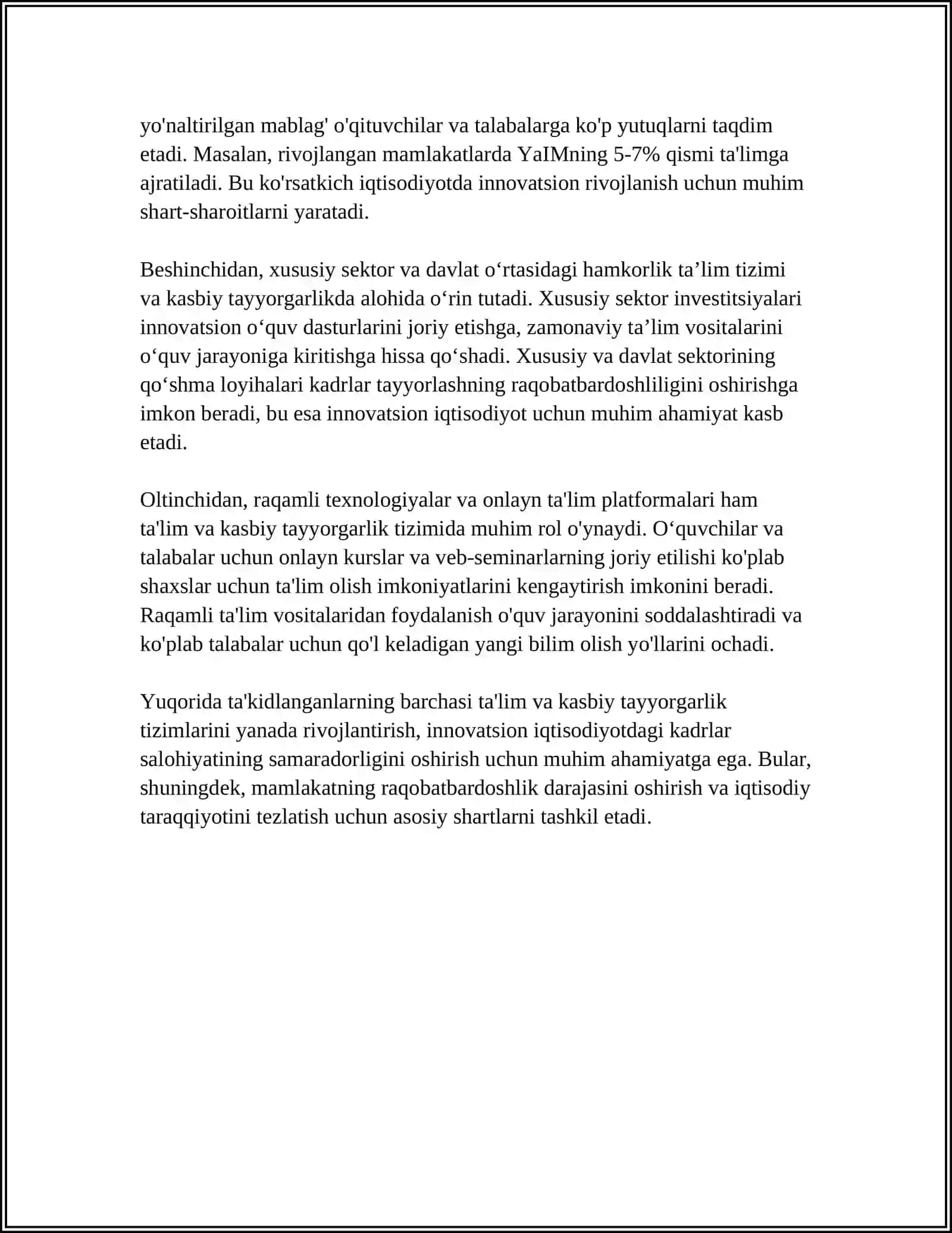 INNOVATSION IQTISODIYOTDAGI KADRLAR SALOHIYATI SAMARADORLIGINI BELGILOVCHI OMILLAR 4