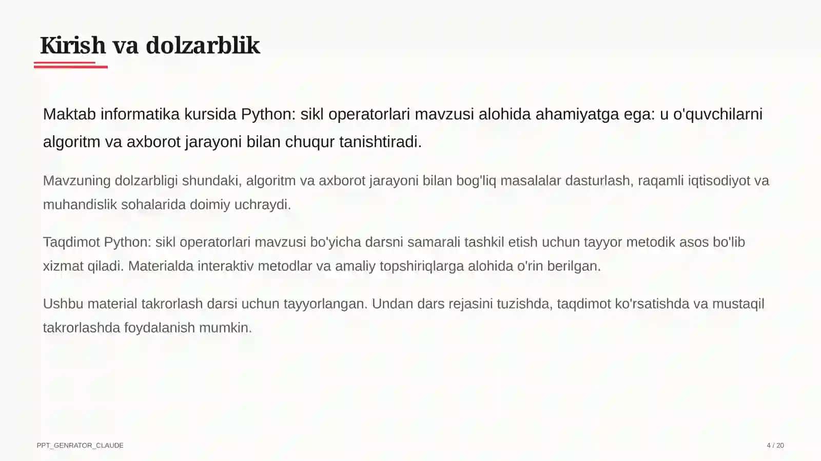 Python: sikl operatorlari (8-sinf) 4
