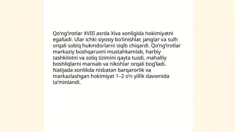 Qoʻngʻirotlar sulolasi Xiva xonligi tarixi 4