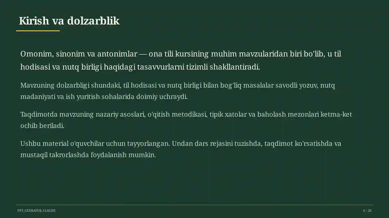 Omonim, sinonim va antonimlar (5-sinf) 4