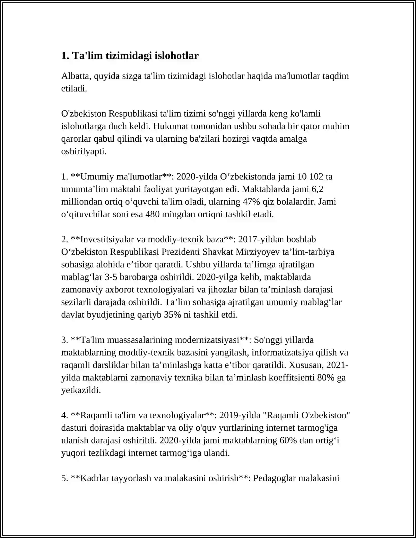 Oʻzbekistonda ijtimoiy sohada amalga oshirilayotgan oʻzgarishlar 4