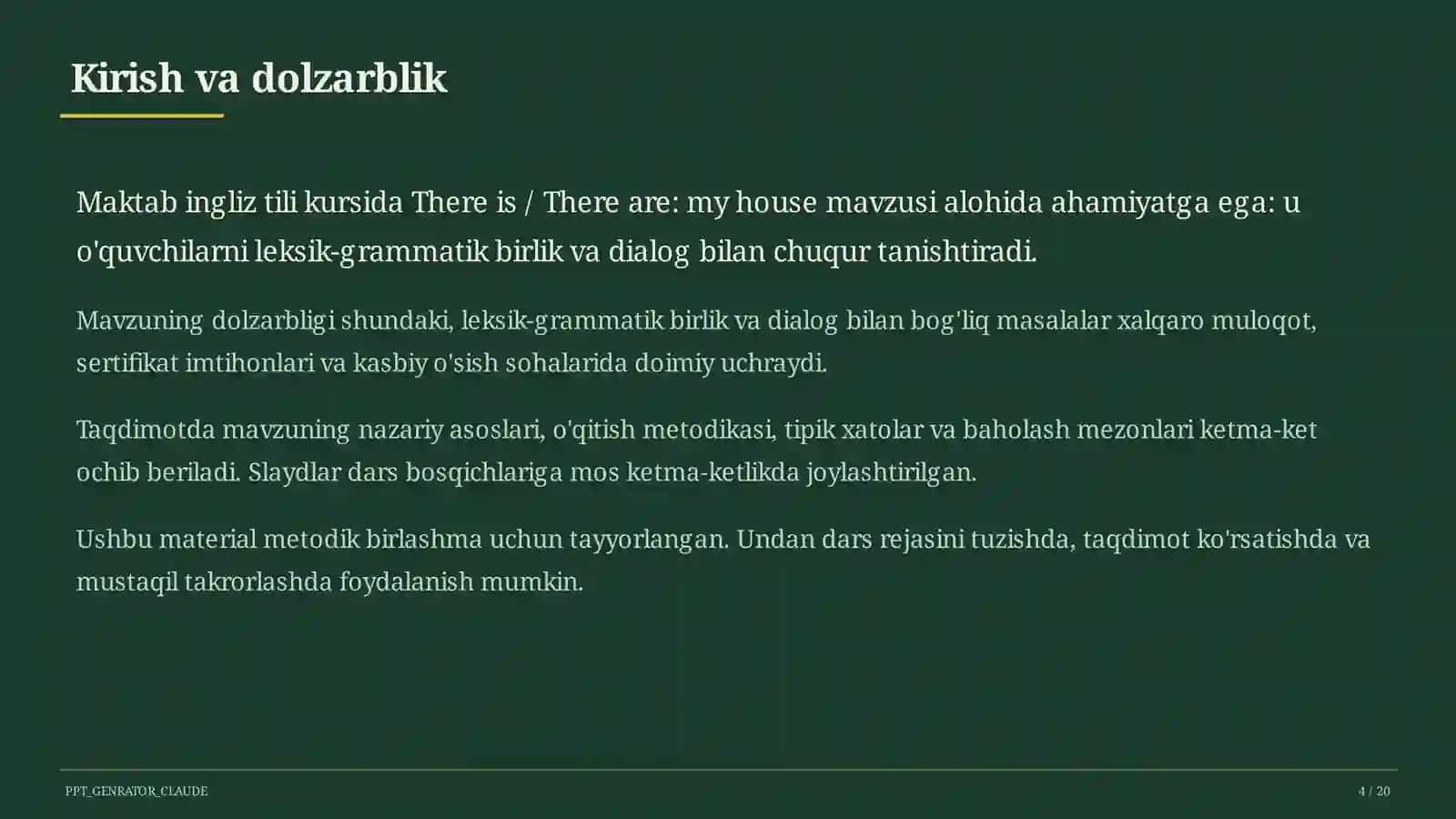 Ingliz tili (1–11) — metodik birlashma uchun 4