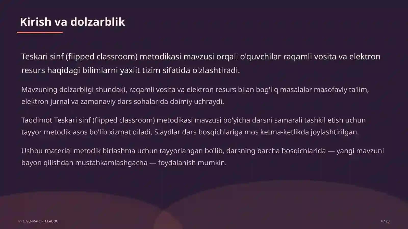 Teskari sinf (flipped classroom) metodikasi 4