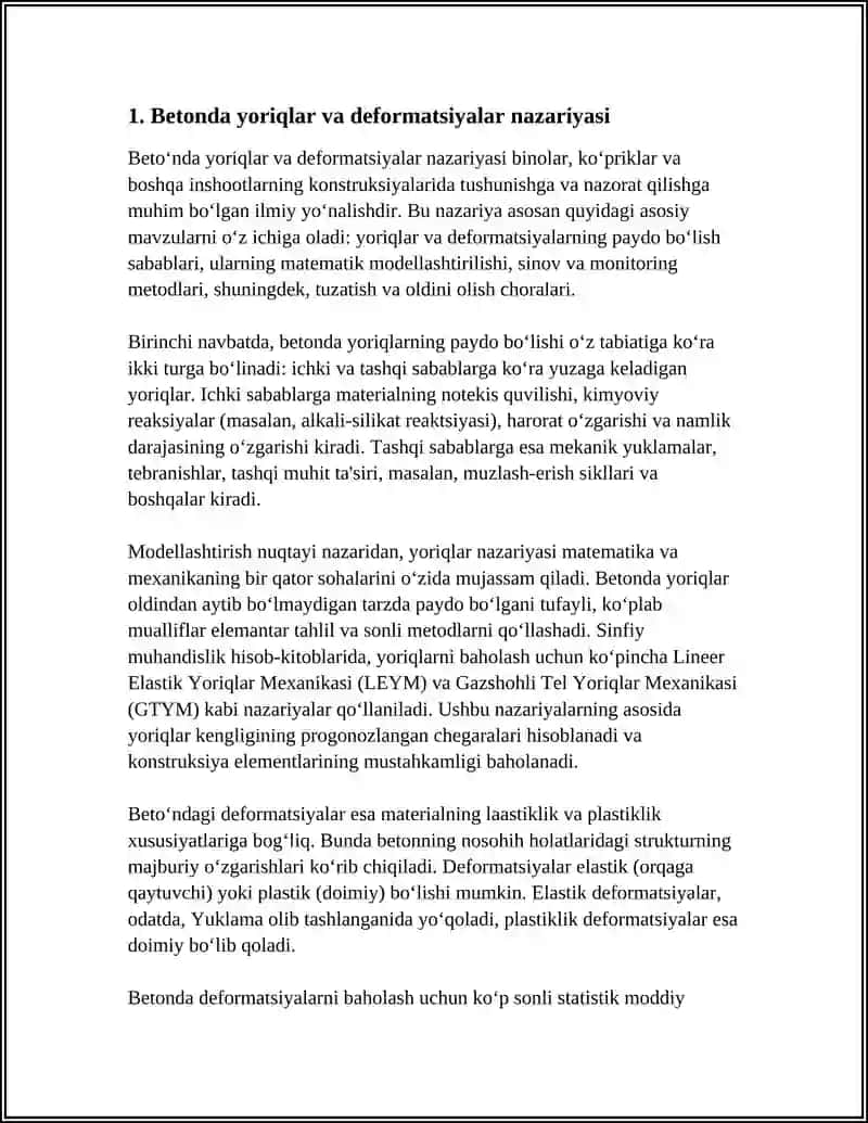 EGILISHGA ISHLAYDIGAN TEMIRBETON ELEMENTLARNING YORIQLI UCHASTKALARDAGI DEFORMATSIYASI 4