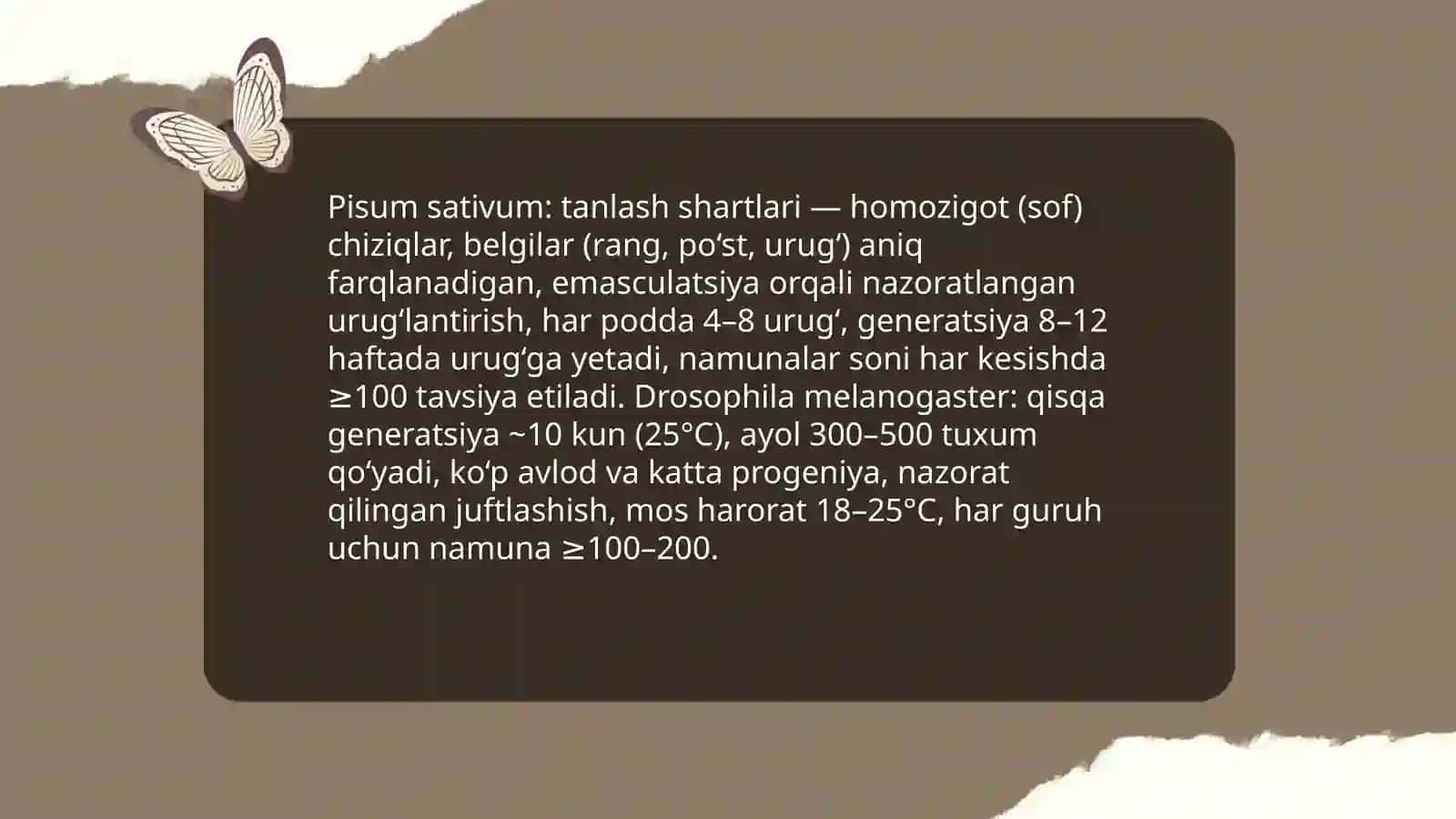 Mendel qonunlari boʻyicha tajribalar qoʻyish metodikasi 4