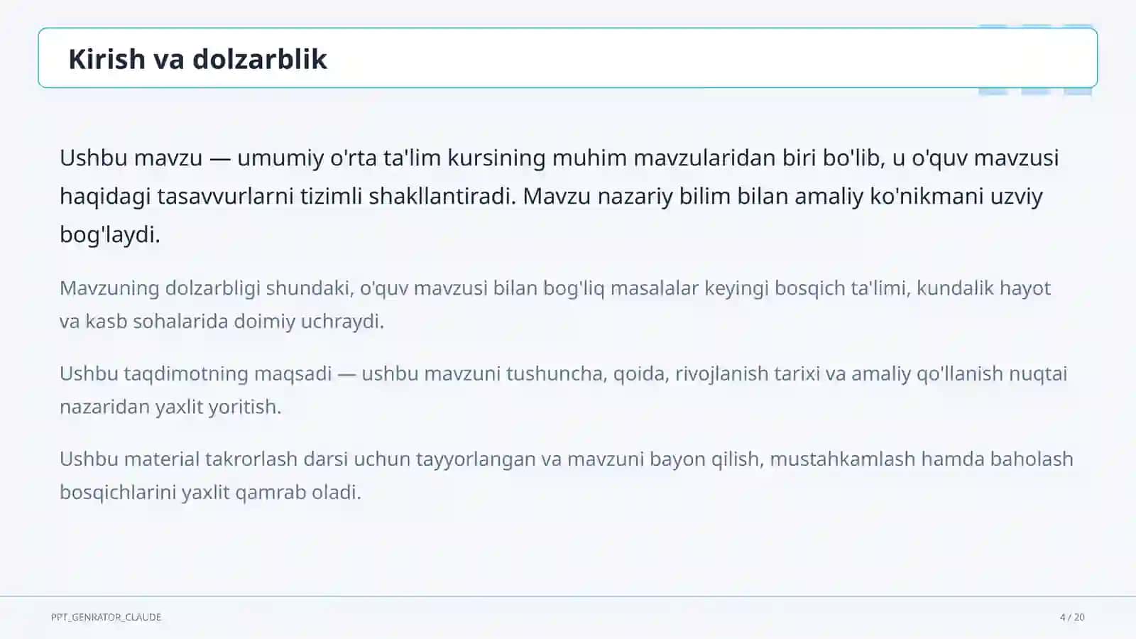 Dolzarb mavzular — maktab va o'qituvchilar 4