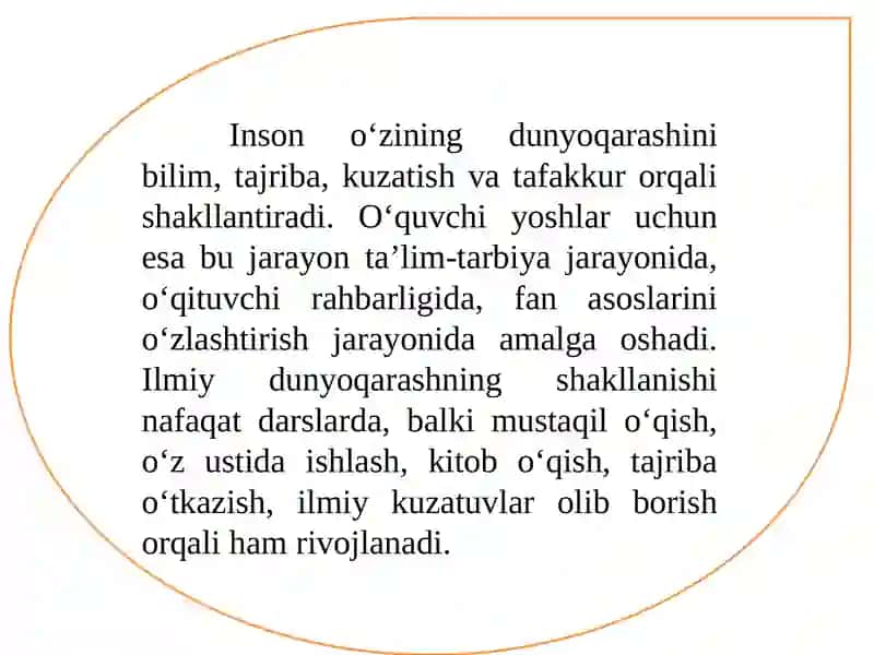 Ilmiy dunyoqarashni shakllantirish 4