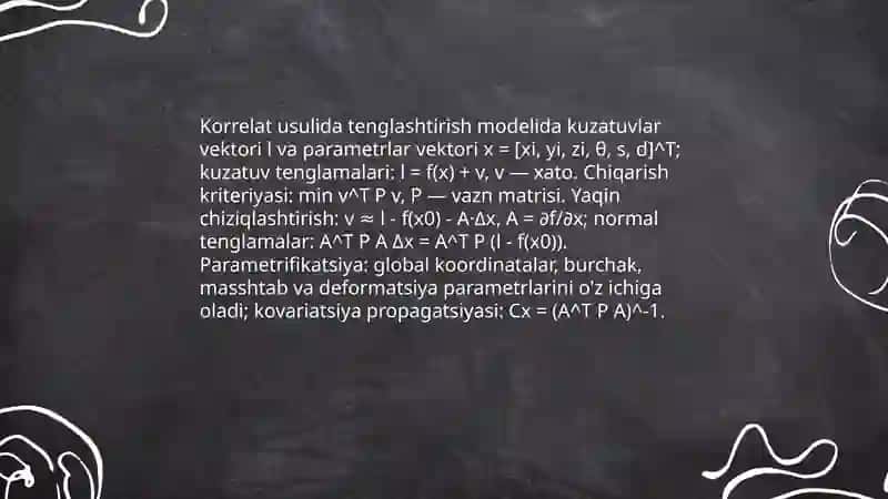 Alohida boʻlmagan triangulyatsiyani korrelat usulida tenglashtirish 4