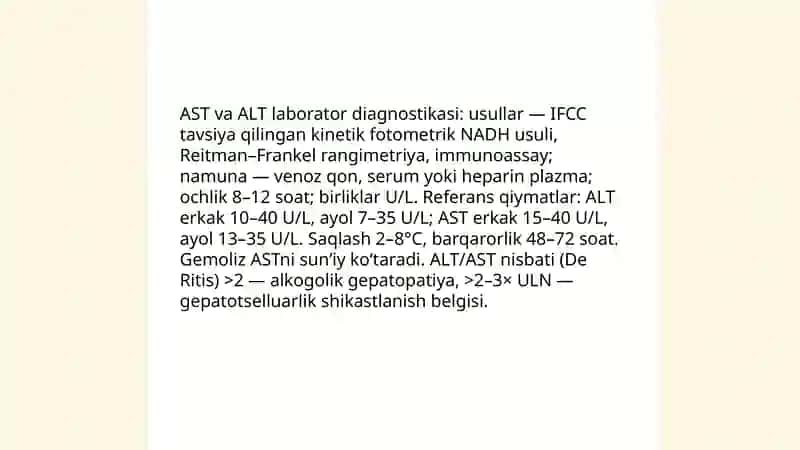 Transaminazalarning klinik ahamiyati. Katepsinlar va ularning klinik ahamiyati. Giperammoniemiya turlari, ularning tashxis qoʻyishda klinik ahamiyati 4