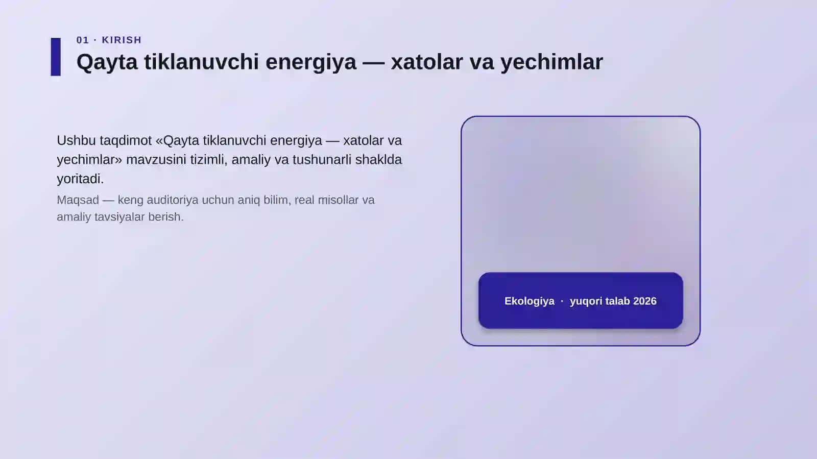 "Qayta tiklanuvchi energiya — xatolar va yechimlar" 4