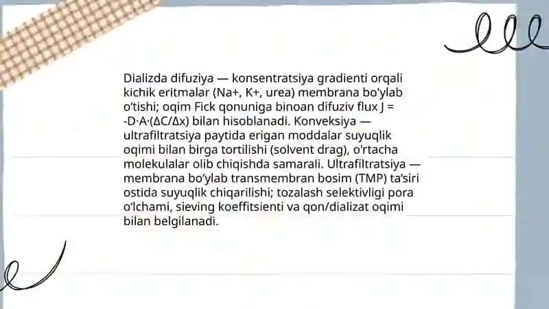 Kollegativ sistemalar dialis usuli bilan tozalash giomodiolizni oʻtgazishda ochib beruvchi maruza tayyorlash 4