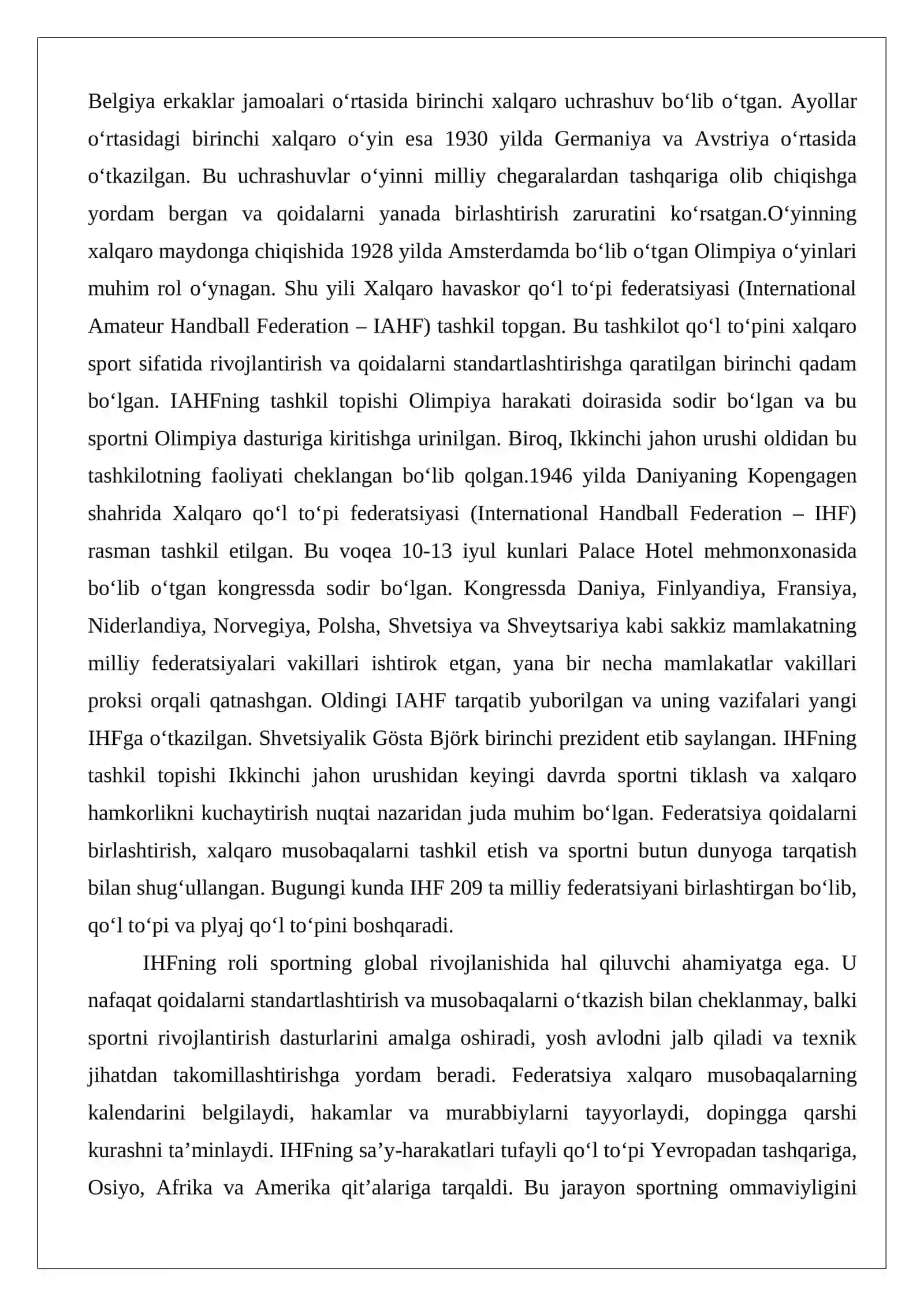 Qo‘l to‘pi bo‘yicha jahon miqyosidagi musobaqalar o‘tkazilishi 4
