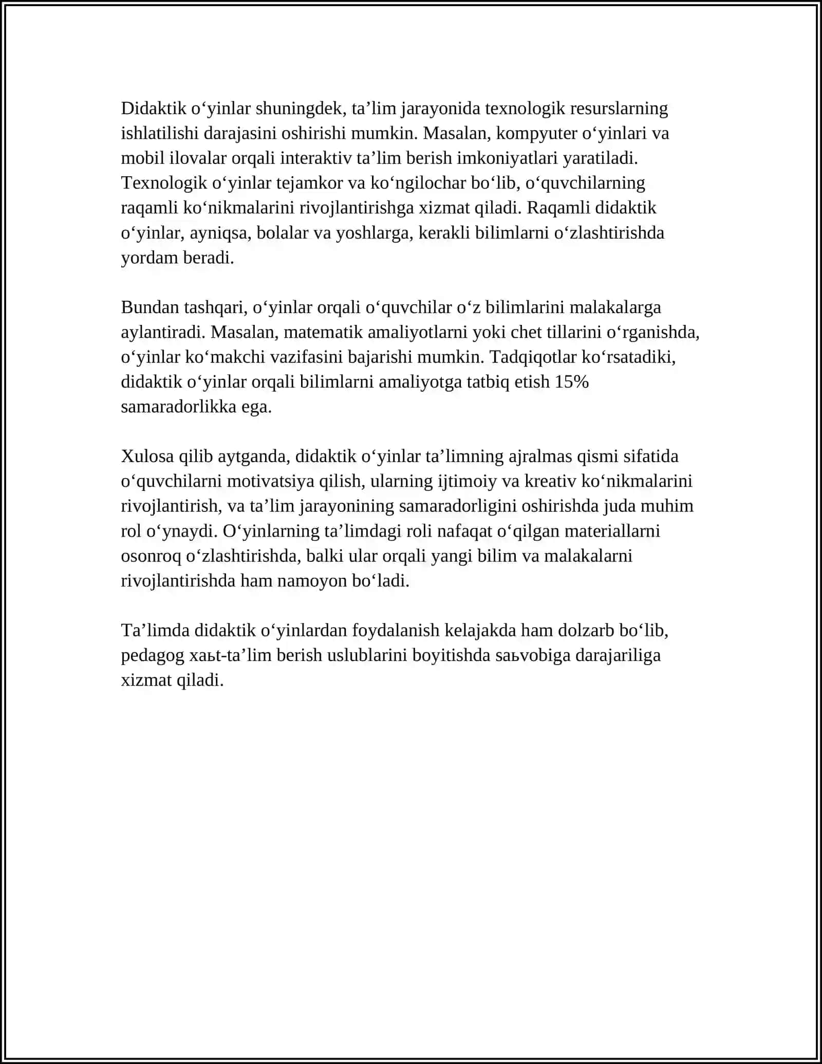 1-SINF ONA TILI DARSLARIDA DIDAKTIK ÒYINLARDAN FOYDALANISH 4