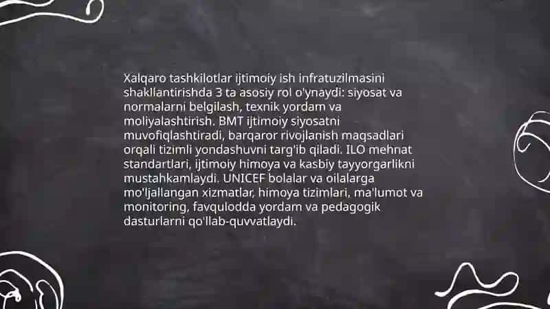 Ijtimoiy ishda xalqaro infrakturasi 4