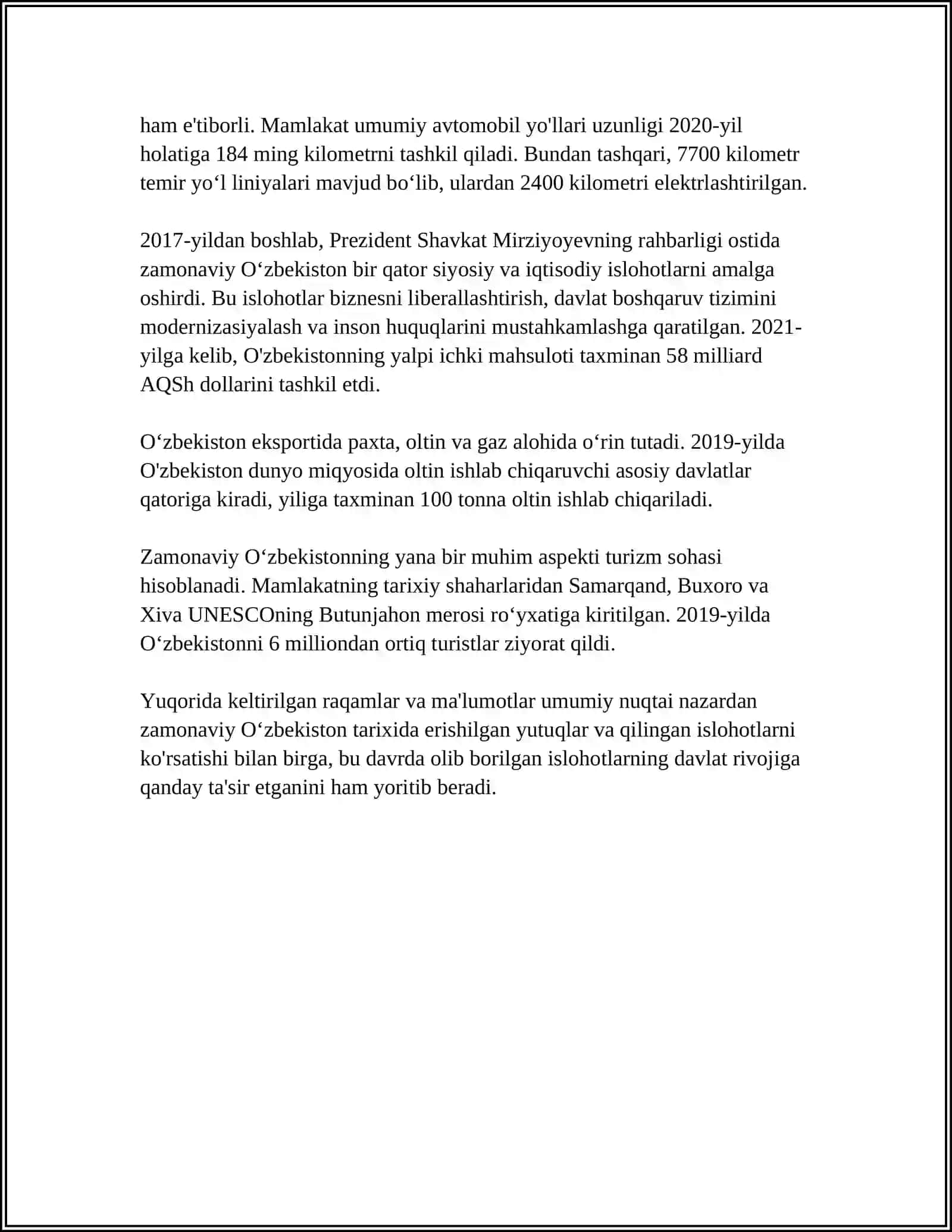 O‘ZBEKISTON RESPUBLIKASI OLIY TA’LIM FAN VA INNOVATSIYA VAZIRLIGI 4