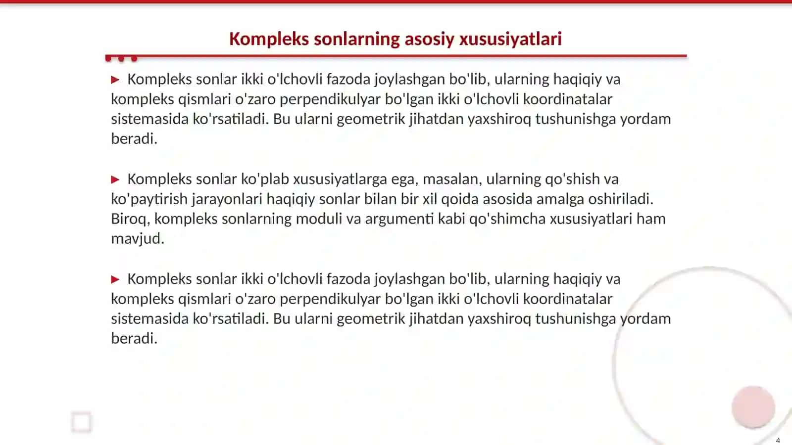 Kompleks sonlar 4