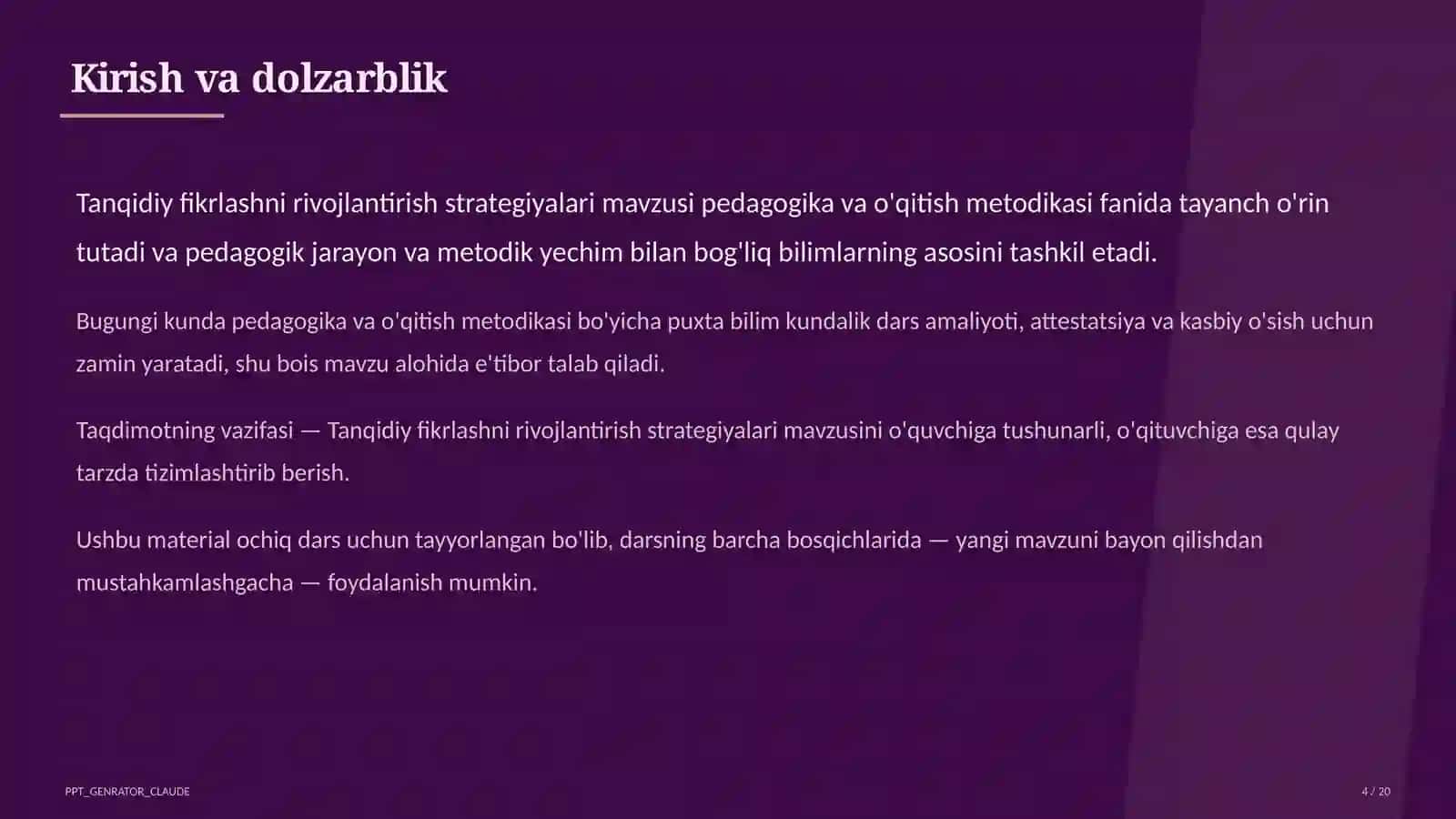 Tanqidiy fikrlashni rivojlantirish strategiyalari 4