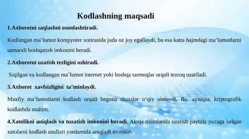 Berilganlarni kodlash usullari 4