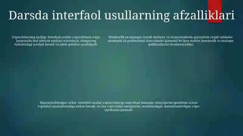 Talim Jarayonida Interfaol Usullar Qollash 4