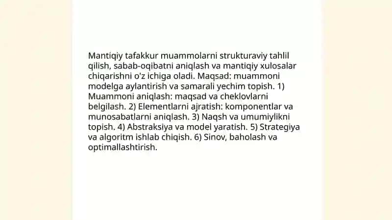 Mantiqiy masalalar va ularni yechish usullarini o'rgatish 4
