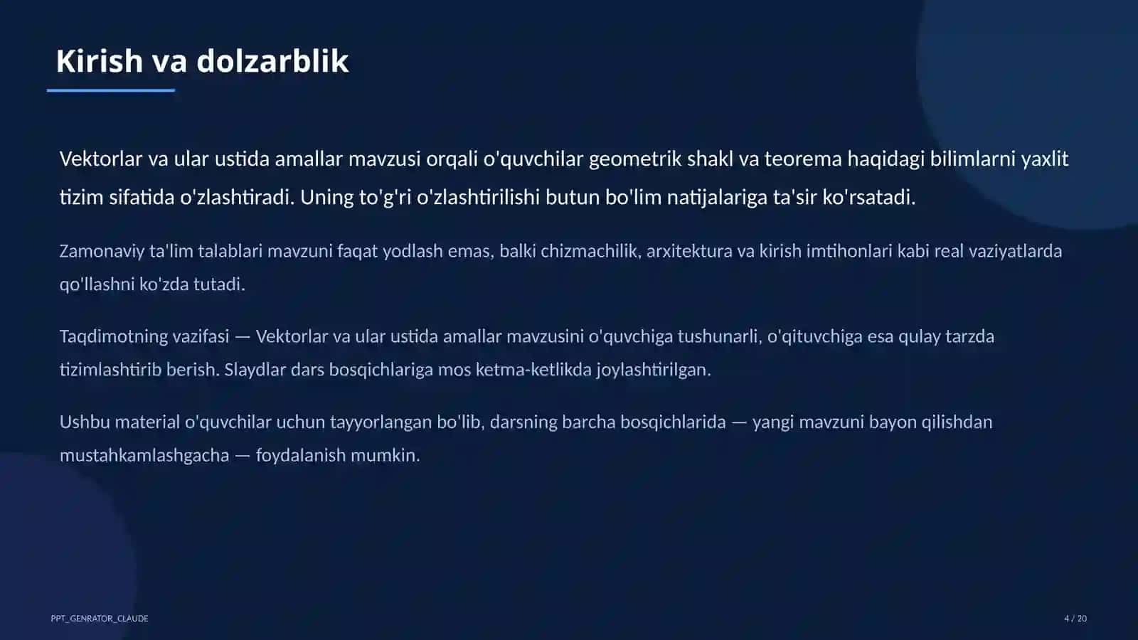 Vektorlar va ular ustida amallar (9-sinf) 4